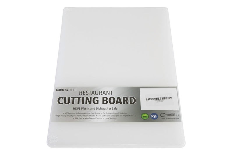 Thirteen Chefs Plastic Cutting Board - 18 x 12 x 0.5 Inch, Professional Grade HDPE, NSF Approved, Large Size and Dishwasher Safe - Image 1